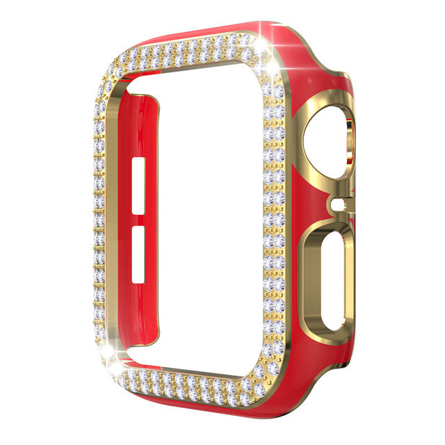 Carcasă Apple Watch cu accente diamant electroplate, diamante în două rânduri, construcție PC cu decupaje (material PC; marcă neutră; fără etichetă privată licențiată)