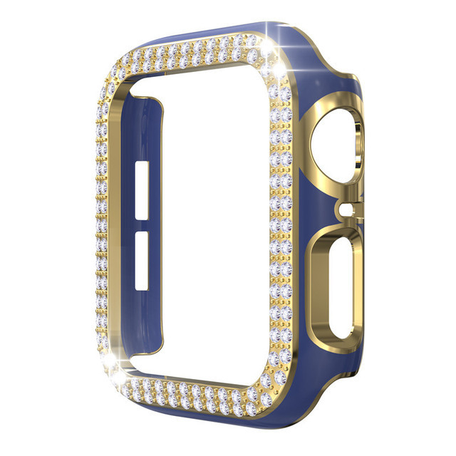 Carcasă Apple Watch, cu diamante în două rânduri și decupaj PC, construcție PC (Material: PC; Brand: Neutral)
