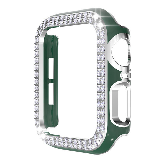 Carcasă Apple Watch, cu diamante în două rânduri și decupaj PC, construcție PC (Material: PC; Brand: Neutral)