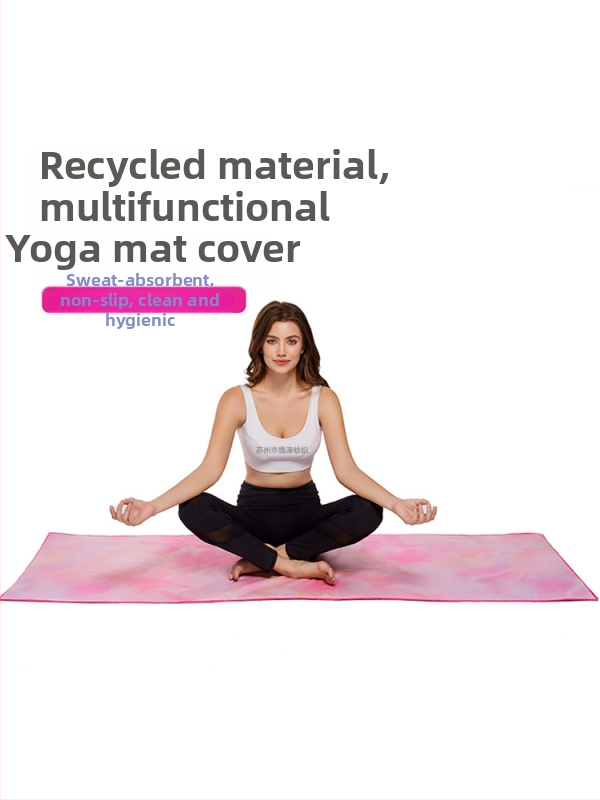 Joga matu dvielis, mikrošķiedra, 1 mm biezums, neslīdošs, sviedu uzsūcošs, salocāms