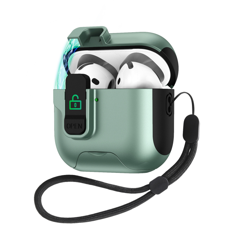 Husă de protecție pentru AirPods Pro 3 și AirPods 4, cu suport retractabil, TPU+PC