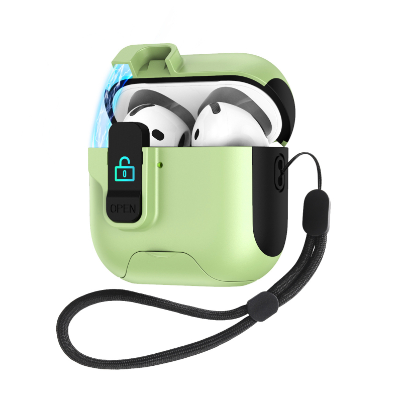 Husă de protecție pentru AirPods Pro 3 și AirPods 4, cu suport retractabil, TPU+PC