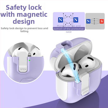 AirPods Pro 3/4 aizsarg vāciņš ar pop-up statīvu (TPU+PC, daudzfunkcionāls, pārnēsājams, Apple-saderīgs, pielāgojams)