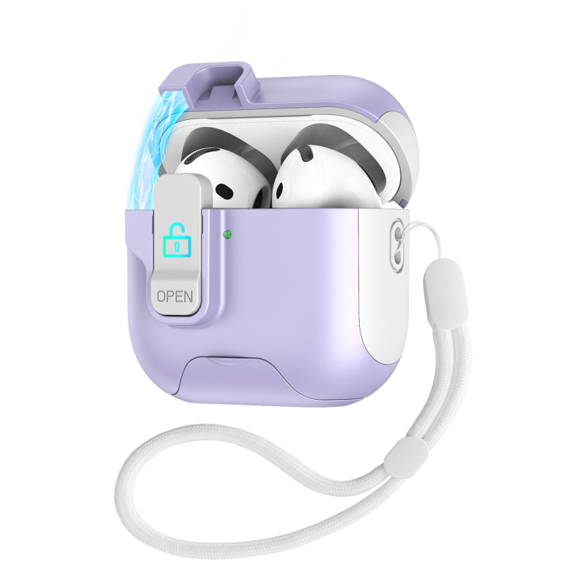 Husă de protecție AirPods Pro 3/4 cu suport pop-up (TPU+PC, multifuncțională, portabilă, Apple-compatible, personalizabilă)