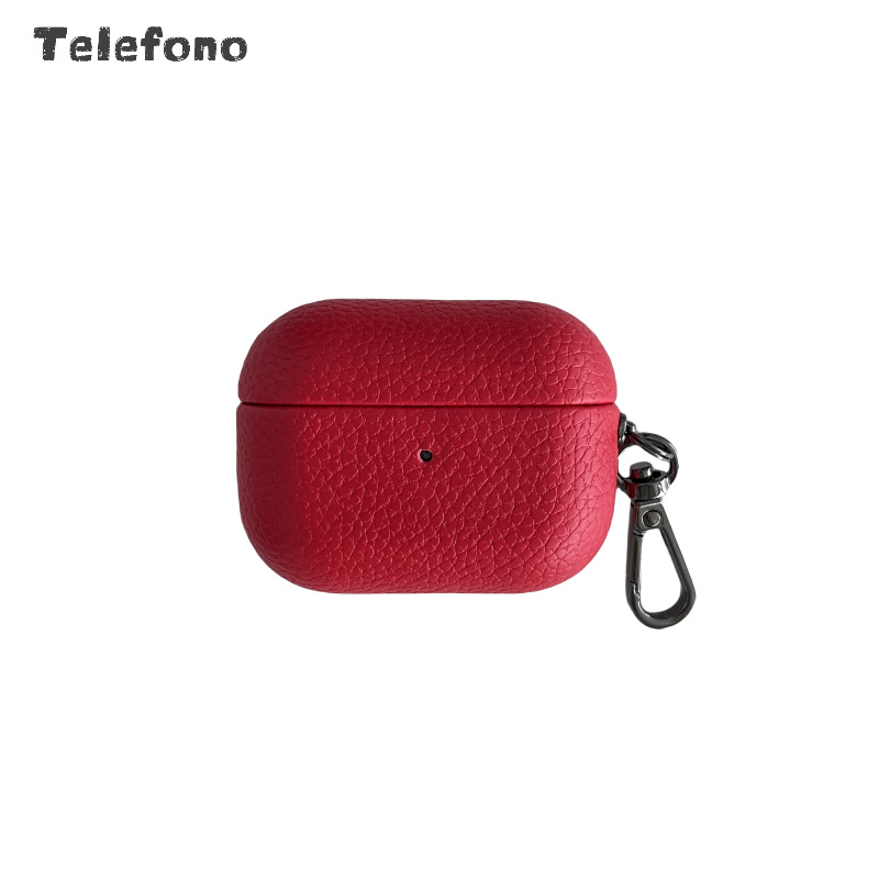 Husă Telefono AirPods din piele lychee – lucrată manual, universală, compatibilă cu Apple AirPods 1/2 și AirPods Pro