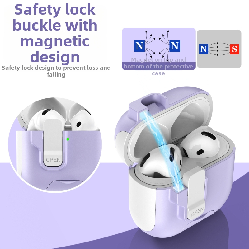 AirPods Pro 3/4 aizsargcases ar paceltu statīvu, TPU+PC, daudzfunkcionāls, pārnēsājams, saderīgs ar Apple