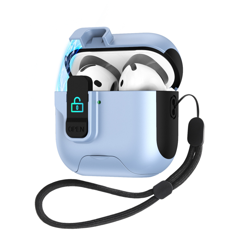 Husă de protecție AirPods Pro 3/4 cu suport glisant, TPU+PC, multifuncțional, portabil, compatibil Apple