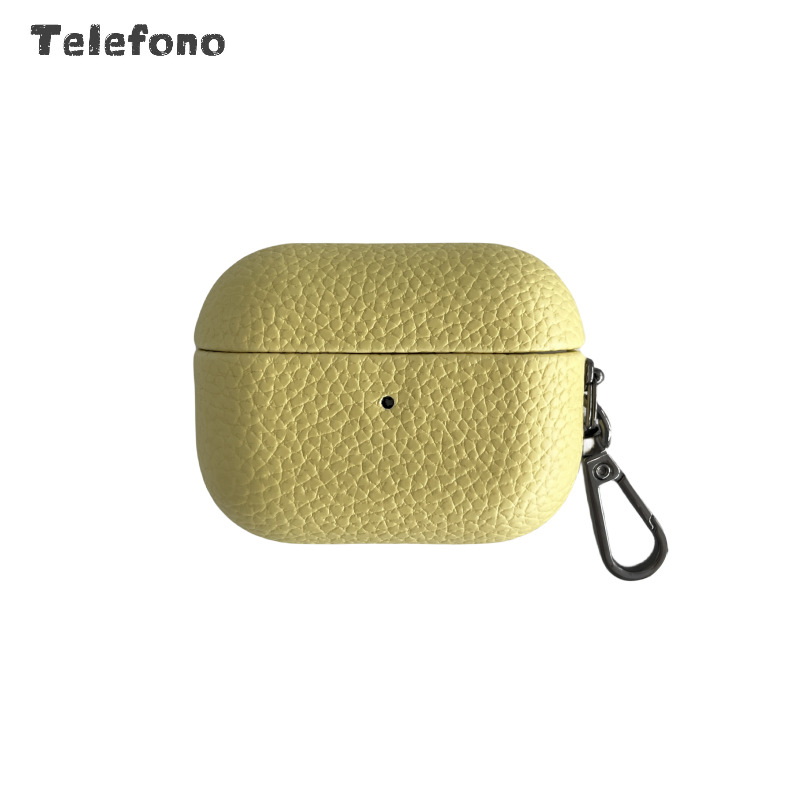 Carcasă AirPods cu piele sintetică și textură lychee, realizată manual, compatibilă cu AirPods 1/2 și AirPods Pro 3