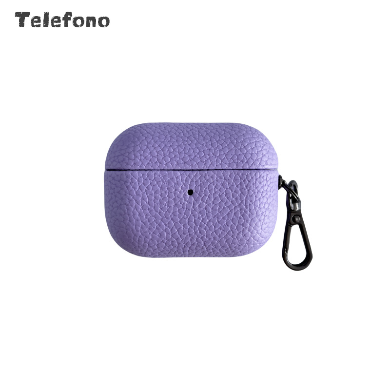 Carcasă AirPods cu piele sintetică și textură lychee, realizată manual, compatibilă cu AirPods 1/2 și AirPods Pro 3