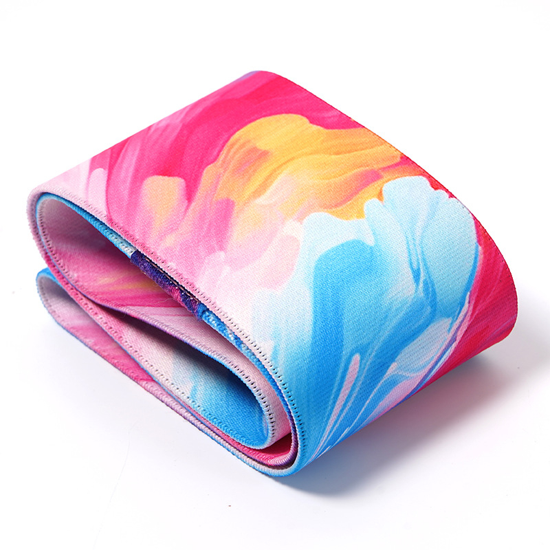 Wan xin Bandă de rezistență imprimată, inel pentru șolduri, pentru ridicare a feselor și genuflexiuni – Material: poliester bumbac + latex mătase