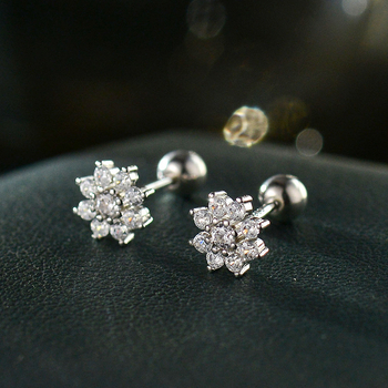 Cercei, cupru, placare electroplată, motif floare, unisex