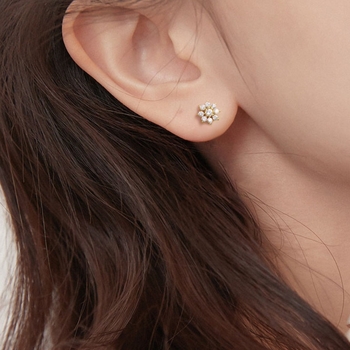 Cercei, cupru, placare electroplată, motif floare, unisex