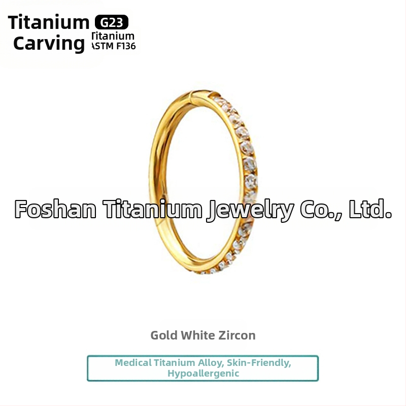 F136 titāna sakausējuma auskari – ģeometriski riņķi, unisex, pulēti ar titāna kristālu