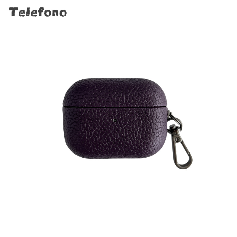 Carcasă AirPods Apple 1/2 Gen, Piele artificială cu textură lychee, lucrată manual, Compatibilitate universală