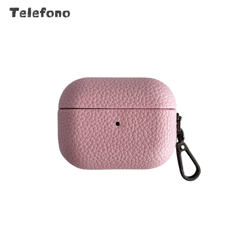 Carcasă AirPods Apple 1/2 Gen, Piele artificială cu textură lychee, lucrată manual, Compatibilitate universală