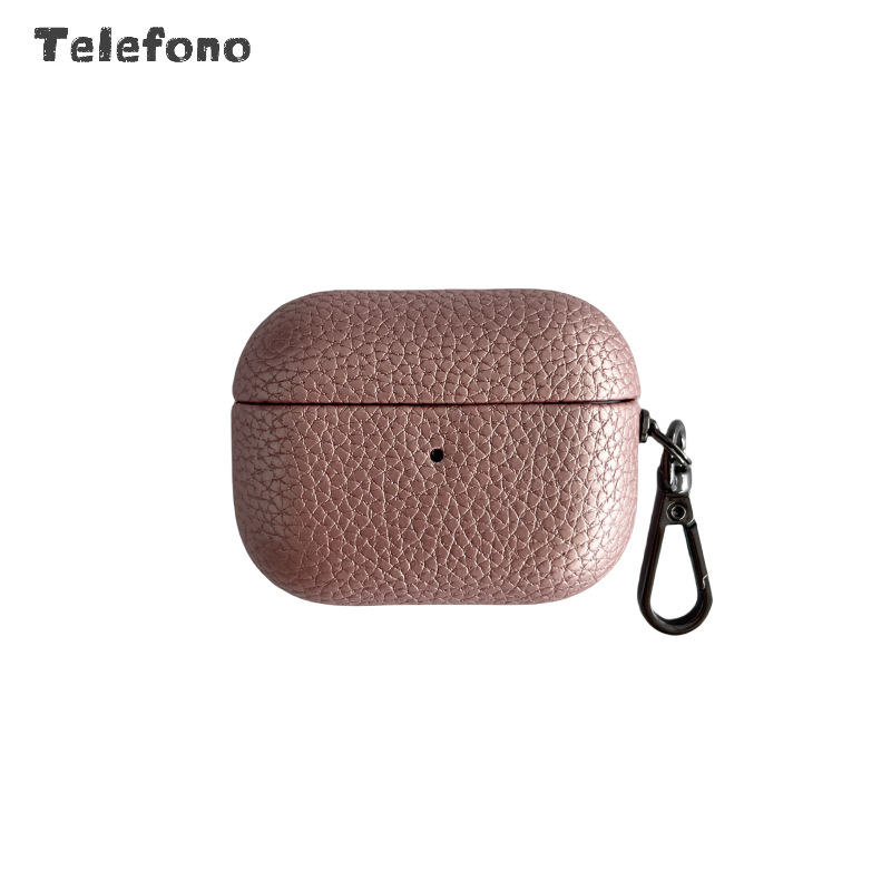 Carcasă AirPods Apple 1/2 Gen, Piele artificială cu textură lychee, lucrată manual, Compatibilitate universală