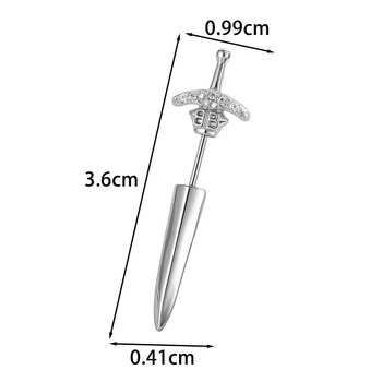 Auskaru pīrsinga rotājums ar krusta zobu formas dizainu, metāls, diamanīta apdare, unisex, neparasts stils