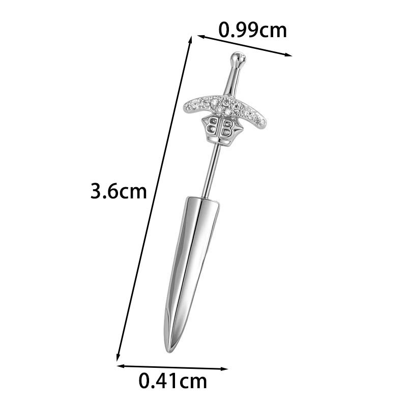 Auskaru pīrsinga rotājums ar krusta zobu formas dizainu, metāls, diamanīta apdare, unisex, neparasts stils