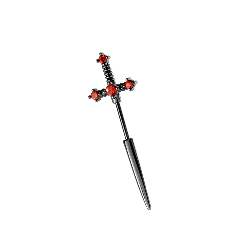 Ausu pīrsings krusta zobu formā, mikro pavé cirkonijs, skrūvējama aizdare, pāra stils