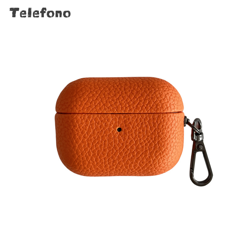 Torbica za AirPods s kožom imitacije i Lychee uzorka, ručno izrađena, kompatibilna s AirPods 1/2 i AirPods Pro 3