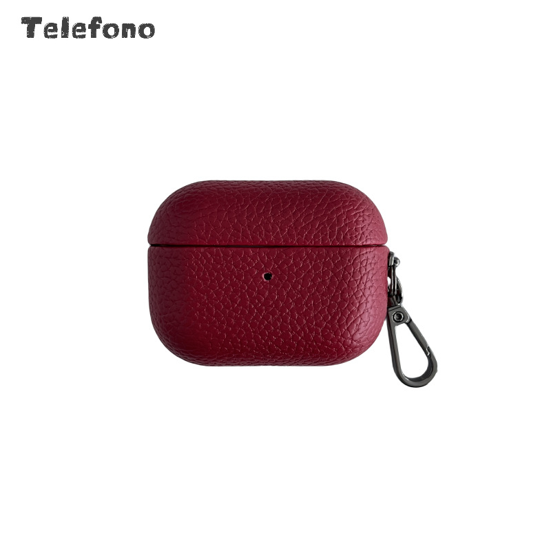 Torbica za AirPods s kožom imitacije i Lychee uzorka, ručno izrađena, kompatibilna s AirPods 1/2 i AirPods Pro 3