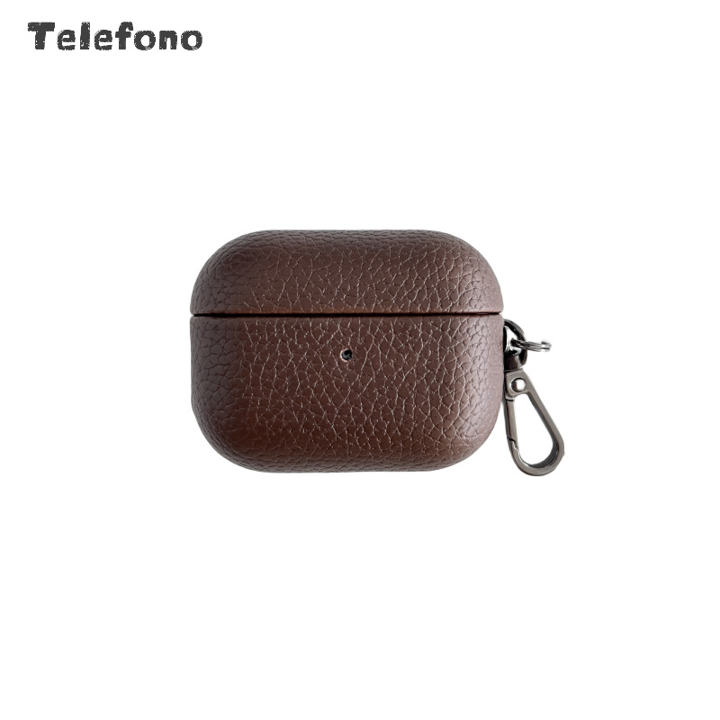 Torbica za AirPods s kožom imitacije i Lychee uzorka, ručno izrađena, kompatibilna s AirPods 1/2 i AirPods Pro 3