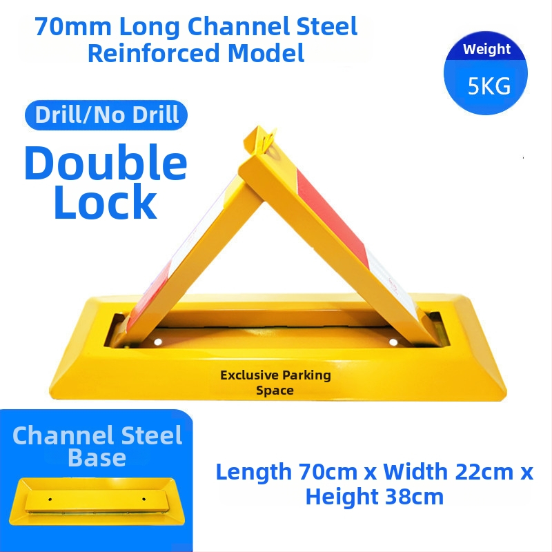 Autostāvvietas grīdas bloķētājs Tips A – pastiprināta pretkolīzijas konstrukcija, auksti kaltēts tērauds, tērauda atslēgas cilindrs, piemērots pazemes stāvvietām, zīmols Keding Shield
