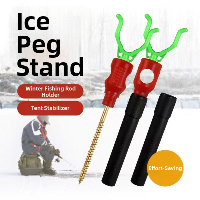 Ледено риболовно оборудване: колчета за палатка на лед и спирални винтове, пластмасови