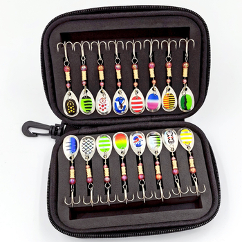 Set od 16 kompozitnih rotirajućih umjetnih varalica s EVA torbicom za pohranu – imitacija mamca od metalne ploče