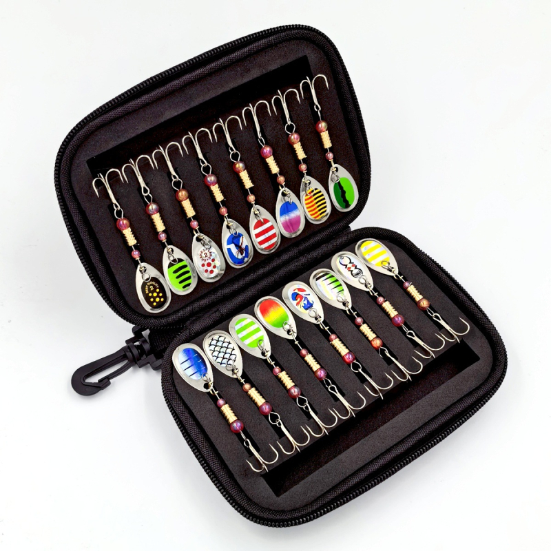 Set od 16 kompozitnih rotirajućih umjetnih varalica s EVA torbicom za pohranu – imitacija mamca od metalne ploče