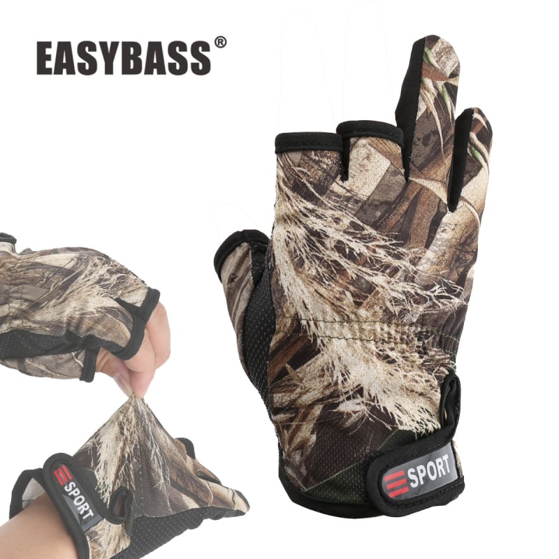 Риболовни ръкавици за открито – дизайн с три пръста, бързосъхнещи, дишащи; марка EASYBASS; материал: плетено