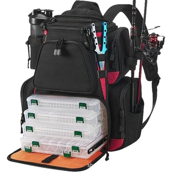 Речна риболовна чанта с голямо външно отделение и защитен дъждов покрив, водоустойчива Oxford плат, съхранение за примамки, линии, пръчка и макари (WDT2312)