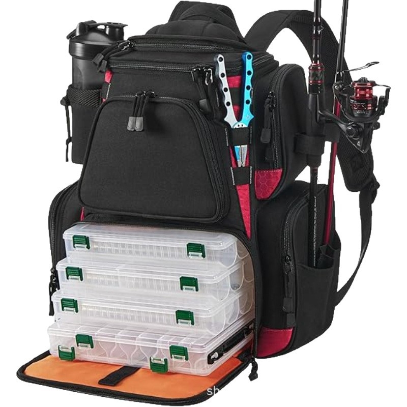 Речна риболовна чанта с голямо външно отделение и защитен дъждов покрив, водоустойчива Oxford плат, съхранение за примамки, линии, пръчка и макари (WDT2312)