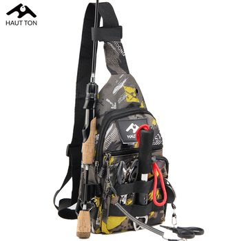 Haodun torba za mamce – platnena, višenamjenska ribarska torba za utovar mamaca, maskirni dizajn, ramenski crossbody remen, nije vodootporna