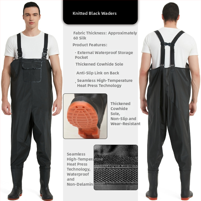 Haixiang makšķerēšanas bikses, ūdensnecaurlaidīgas un noturīgas pret nolietojumu, PVC adīta auduma, 1 kabata, augsta elastība