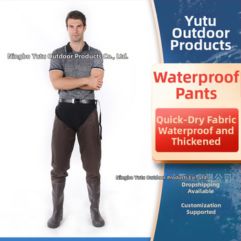YT PVC ūdensnecaurlaidīgas makšķerēšanas bikses ar integrētām lietus zābakiem