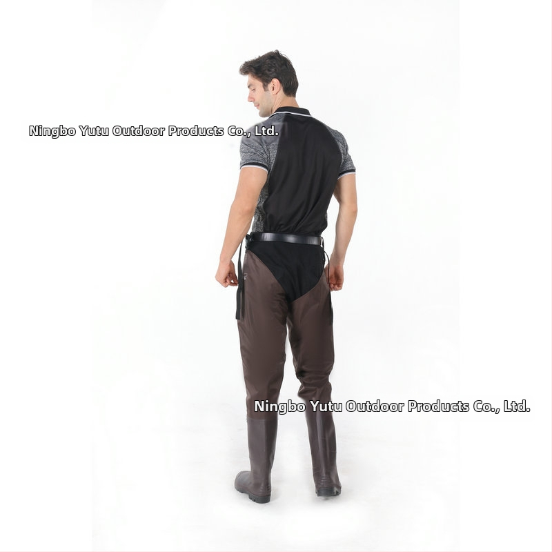 YT PVC ūdensnecaurlaidīgas makšķerēšanas bikses ar integrētām lietus zābakiem