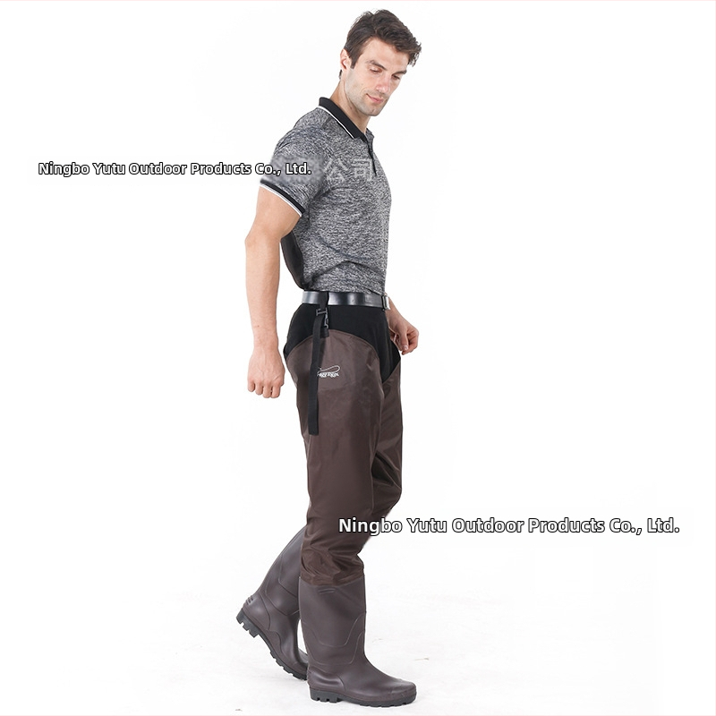YT PVC ūdensnecaurlaidīgas makšķerēšanas bikses ar integrētām lietus zābakiem