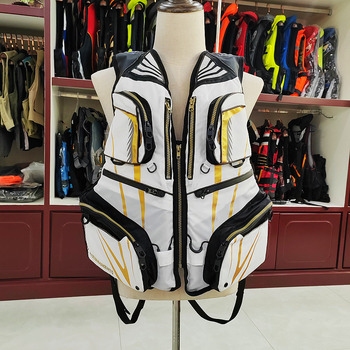 Vestă de salvare pentru pescuit în mare și pe gheață, multifuncțională și reglabilă, din stofă Oxford, umplutură din bumbac perlă, 16 buzunare, marca Jarest