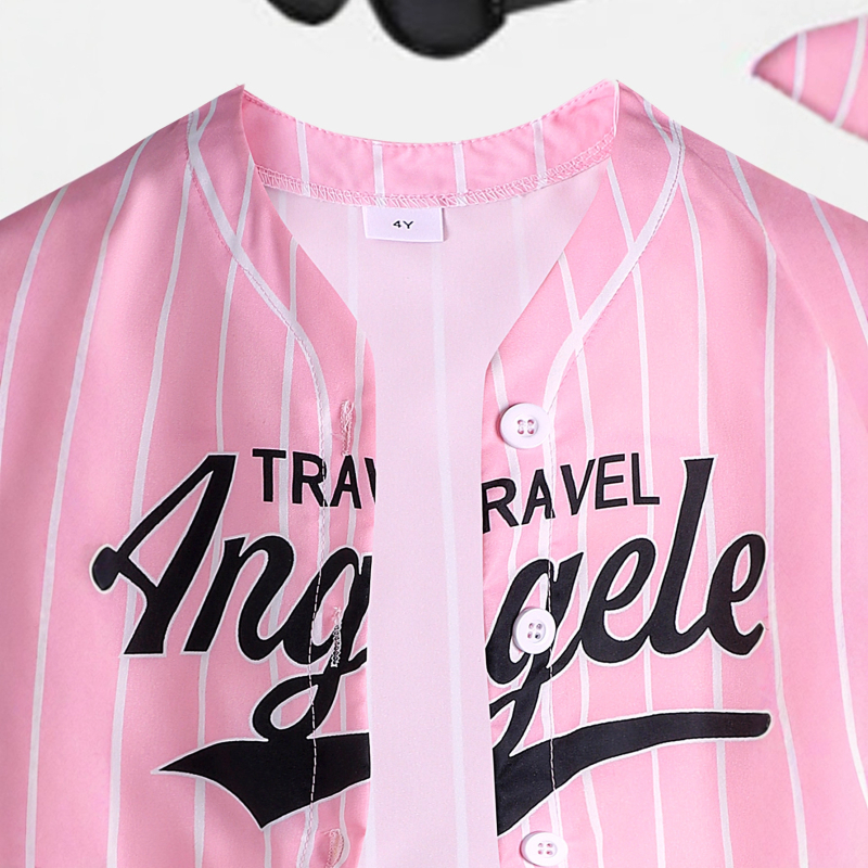 Set de vară pentru fete, trei piese — jachetă cu mâneci scurte și imprimeu litere, top camisole și șorturi, 65% bumbac