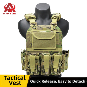 Тактическа жилетка с бързо освобождаване, мултифункционална открита екипировка, камуфлажен модел, плат 600D, износоустойчива и ветроустойчива