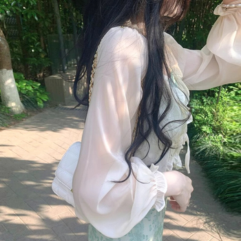 Kardigan od gazaste tkanine za zaštitu od sunca, čipkasti ovratnik, rukavi u stilu fen, minimalistički stil, jednobojni uzorak, 90–95% poliester