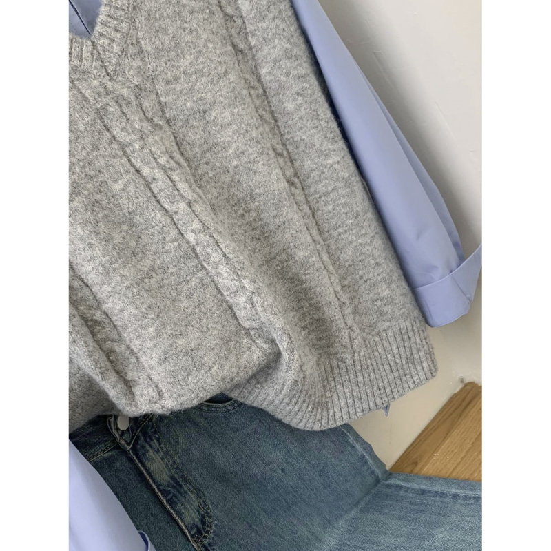 Vesta tricotată pentru femei cu decolteu în V, fără mâneci, set din două piese pentru primăvară