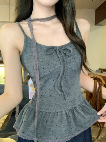 Set din două piese: cardigan tricotat în stil coreean și top cu model Wave Point, din fibră de viscoză, mâneci lungi, guler rotund, iarnă 2025