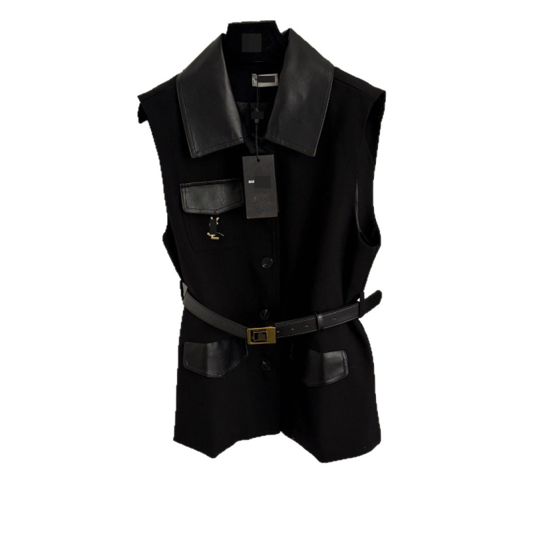 Vesta cu rever în stil casual japonez-coreean, 95% bumbac cu umplutură din bumbac, lungime medie, închidere simplă la nasturi, imprimeu text