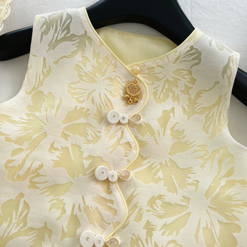 Dvodjelni komplet za djevojčice: bezrukavni prsluk i šorcevi, retro kineski stil za ljeto, poliester 80–90%