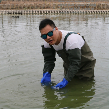 Haixiang Makšķerēšanas bikses, ūdensnecaurlaidīgs PVC adījuma audums, pusgaru dizains ūdens gaitai, 1 kabata, 100 mm specifikācija