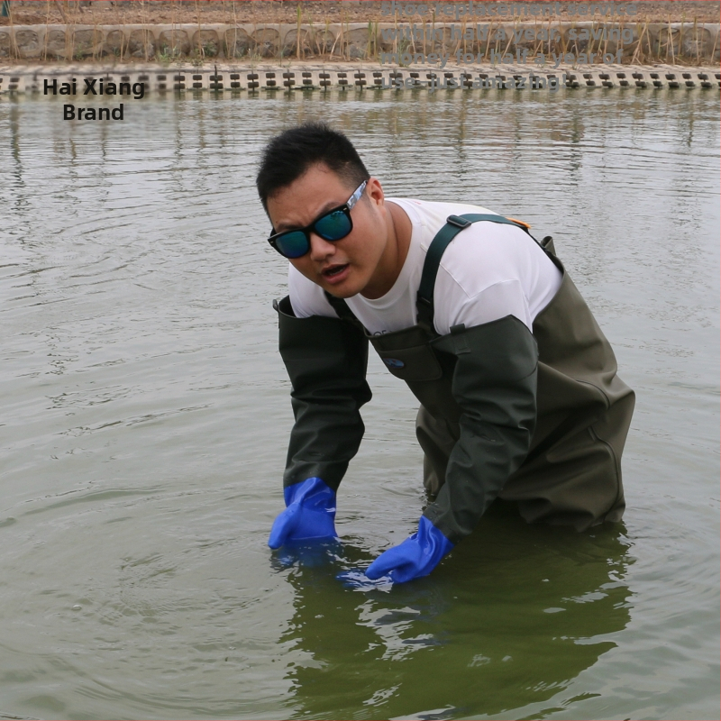 Haixiang Makšķerēšanas bikses, ūdensnecaurlaidīgs PVC adījuma audums, pusgaru dizains ūdens gaitai, 1 kabata, 100 mm specifikācija