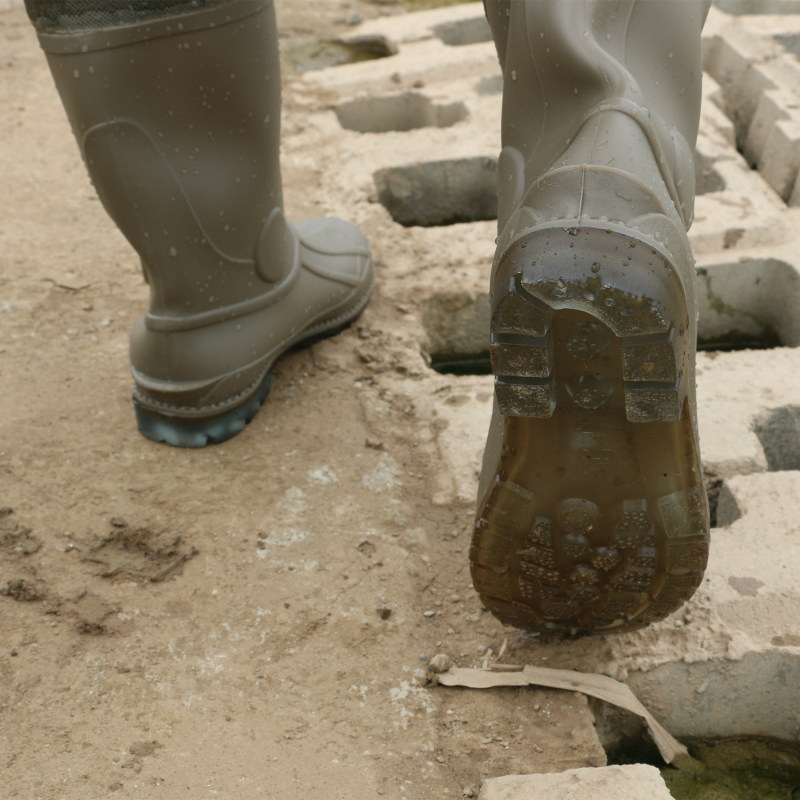 Pantaloni de pescuit Haixiang, impermeabili, țesătură tricot PVC, design semi-lung pentru mers în apă, 1 buzunar, 100 mm specificație