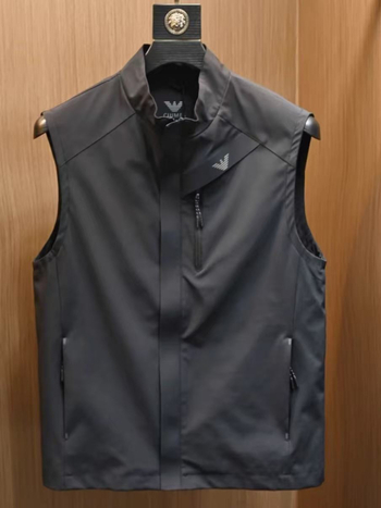 Jachetă-vestă pentru bărbați cu guler înalt și fermoar - croială slim, ușoară, poliester (90%)